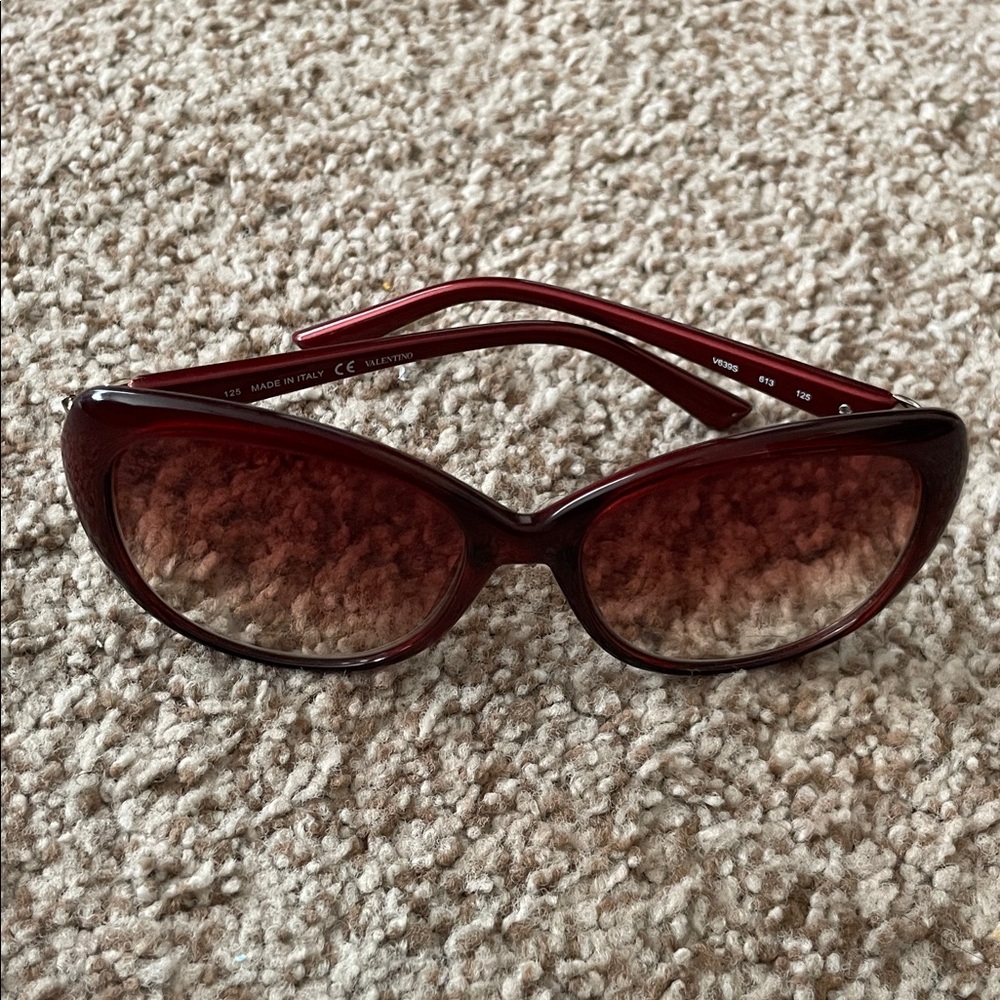 Valentino Burgundy Sunglasses Frames Only | Zeiss Lenses | Made in Italy